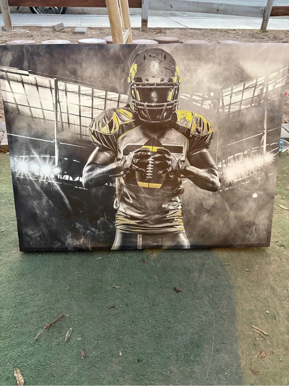 Yellow and Black Football Player Wall Art